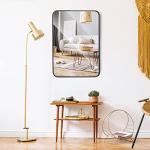 SUPER DEAL 22x30 Inch Black Wall Mirror for Bathroom, Wall Mounted Rectangular Entryways Decor Vanity Mirrors with Stainless Steel Metal Frame and Rounded Edge