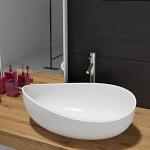 Weibath Oval Vessel Sink Stone Resin Bathroom Sink Modern Art Sink Matte White with Pop Up Drain (Glossy White)