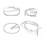 Weibath Oval Vessel Sink Stone Resin Bathroom Sink Modern Art Sink Matte White with Pop Up Drain (Glossy White)