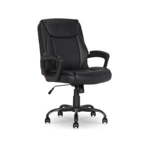 Black Padded Office Desk Chair with Armrests