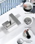 Tohlar Bathroom Faucets, Bathroom Sink Faucet 2 Handles, 4 Inch Centerset Bathroom Faucets for Sink 2 or 3 Holes, Faucet for Bathroom RV Sink with Pop Up Drain and 2 Lead-Free Hoses, Brushed Nickel
