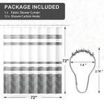 AmazerBath Shower Curtain, Washable Cloth Black Shower Curtain Sets with 12 Shower Curtain Hooks, Fabric Rustic Black and White Striped Shower Curtain, Farmhouse Bathroom Shower Curtain, 72x72 Inches