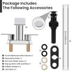 M OUDEMEI Two Handles Waterfall Bathroom Faucet, 4 Inch Centerset Sink Faucet, 2 or 3 Holes Bathroom Sink Faucet, Stainless Steel Lavatory Vanity Faucet with Pop Up Drain (Chrome)