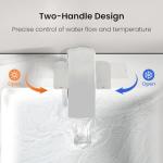 M OUDEMEI Two Handles Waterfall Bathroom Faucet, 4 Inch Centerset Sink Faucet, 2 or 3 Holes Bathroom Sink Faucet, Stainless Steel Lavatory Vanity Faucet with Pop Up Drain (Chrome)