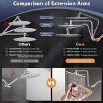 Rain Shower Head, 12 Inch High Pressure Shower Heads and Handheld Combo with Upgraded 12" Adjustable Curved Shower Extension Arm, 6 Settings Hand held Showerhead Built-in Power Wash Anti-leak（Chrome）