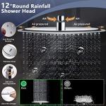 Rain Shower Head, 12 Inch High Pressure Shower Heads and Handheld Combo with Upgraded 12" Adjustable Curved Shower Extension Arm, 6 Settings Hand held Showerhead Built-in Power Wash Anti-leak（Chrome）