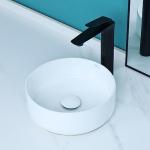 Davivy 12.2'' Round Vessel Sink with Pop Up Drain,Small Bathroom Vessel Sinks,Bathroom Sinks Above Counter,White Vessel Sink,Counter top Sink,Tiny Bathroom Sink Bowl,Round Sinks for Bathrooms