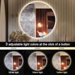 Speculux Led Mirror for Bathroom 24 Inch, Backlit Vanity Bathroom Mirror with Lights, Smart Dimmable Touch, 3 Color Modes, Shatter-Proof, Round