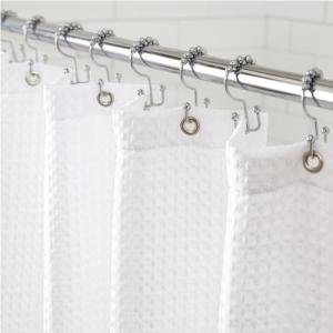 Gorilla Grip Waffle Shower Curtain, Thick Weighted Fabric, Wrinkle and Rust Resistant, Classic Hotel Quality Design, Heavy Duty Long Curtains for Bathroom Showers, Bath Tubs, Machine Wash, 72x72 White