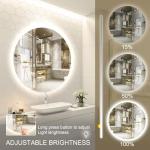 Speculux Led Mirror for Bathroom 24 Inch, Backlit Vanity Bathroom Mirror with Lights, Smart Dimmable Touch, 3 Color Modes, Shatter-Proof, Round