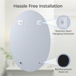 USHOWER 24"x36" Frameless Oval Wall Mirror for Bathroom/Vanity, Beveled Edge, Simple & Elegant Look