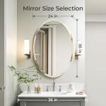 USHOWER 24"x36" Frameless Oval Wall Mirror for Bathroom/Vanity, Beveled Edge, Simple & Elegant Look