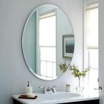 USHOWER 24"x36" Frameless Oval Wall Mirror for Bathroom/Vanity, Beveled Edge, Simple & Elegant Look