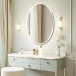 USHOWER 24"x36" Frameless Oval Wall Mirror for Bathroom/Vanity, Beveled Edge, Simple & Elegant Look