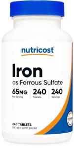 Nutricost Iron 65mg - Non-GMO, Gluten Free, 240 Tablets