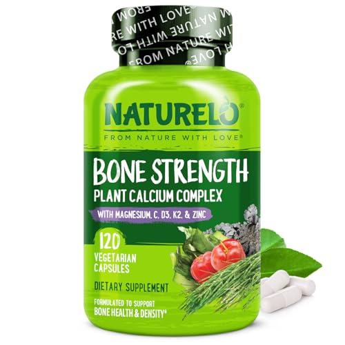 NATURELO® Bone Strength Supplement - Natural Calcium, Magnesium, D3