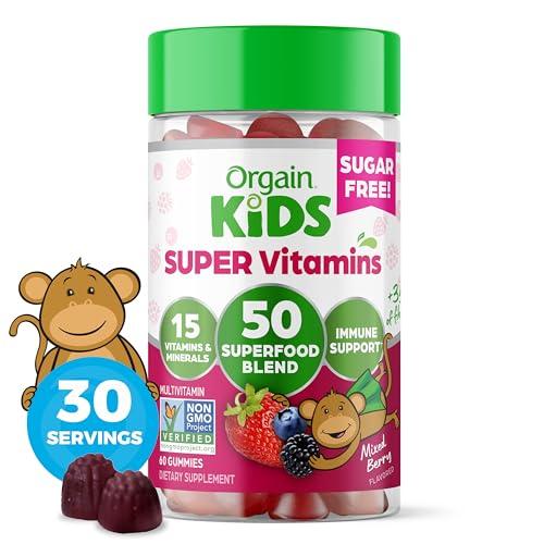 Orgain Kids Sugar Free Multivitamin Gummies, 60 ct, Vegan, Mixed Berry