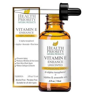 Organic Vitamin E Oil for Face and Skin - Wrinkle Reduction, Brightens Dark Spots - 15,000/30,000 IU