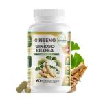 GreeNatr Panax Ginseng and Ginkgo Biloba. Traditional Energy Booster and Brain Sharpener. Unique Twin Supplement with Korean Red Ginseng Root and Ginko Biloba Leaf Extract - 60 Tablets (1 Bottle)
