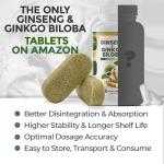 GreeNatr Panax Ginseng and Ginkgo Biloba. Traditional Energy Booster and Brain Sharpener. Unique Twin Supplement with Korean Red Ginseng Root and Ginko Biloba Leaf Extract - 60 Tablets (1 Bottle)