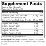 NATURELO Vegan Iron Supplement with Vitamin C - 90 Capsules