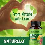NATURELO Vegan Iron Supplement with Vitamin C - 90 Capsules
