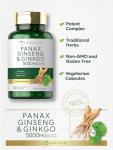 Carlyle Panax Ginseng + Ginkgo Biloba | 120 Vegetarian Capsules | 5,000mg | Vegetarian, Non-GMO, and Gluten Free Supplement