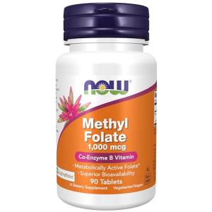 NOW Methyl Folate 1,000mcg, Co-Enzyme B Vitamin, 90 Tablets