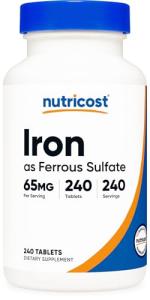 Nutricost Iron 65mg - Non-GMO, Gluten Free, 240 Tablets