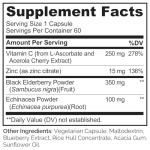 NATURELO Immune Support: Vitamin C, Elderberry, Zinc - 60 Capsules