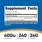 Nutricost Vitamin E 400 IU, 240 Softgel Capsules
