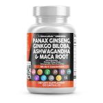 Clean Nutraceuticals Panax Ginseng 10000mg Ginkgo Biloba 4000mg Ashwagandha Maca Root 3000mg - Focus Supplement Pills for Women and Men with Pine Bark Extract, Garlic, and Saw Palmetto - 60 Caps