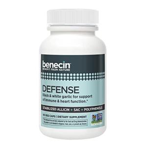 Benecin Defense 1500 mcg Stabilized Allicin per Capsule | Plus high Amounts of SAC & Polyphenols from Black Garlic | Powerful Support of Immune & Heart Function Vegetarian Caps (90)