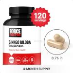 FORCE FACTOR Ginkgo Biloba 120mg, Brain Health Supplement for Adults, Maximum Strength Ginko Brain Support and Cognitive Supplement, Vegan, Non-GMO, 120 Capsules