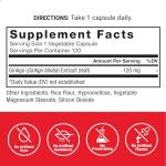 FORCE FACTOR Ginkgo Biloba 120mg, Brain Health Supplement for Adults, Maximum Strength Ginko Brain Support and Cognitive Supplement, Vegan, Non-GMO, 120 Capsules