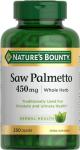 Nature's Bounty Saw Palmetto Support for Prostate and Urinary Health, Herbal Health Supplement, 450mg, 250 Capsules