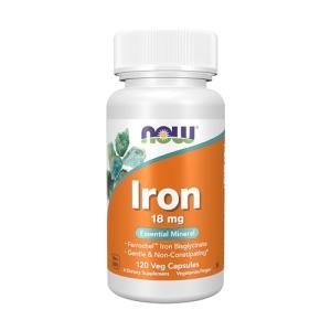 NOW Iron 18mg, Non-Constipating, 120 Veg Capsules, Essential Mineral