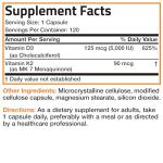 Bronson K2 + D3 Supplement, Non-GMO, 120 Capsules