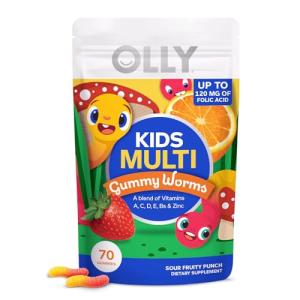 OLLY Kids Multivitamin Gummy Worms, Immune Support, Sour Fruit Punch