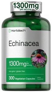 Echinacea Capsules 1300mg | 300 Count | Vegetarian