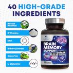 Memory and Focus Nootropic Brain Supplements - 180 Capsules