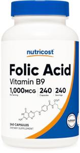 Nutricost Folic Acid 1000 mcg, 240 Capsules