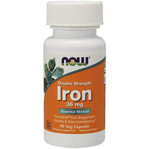 NOW Iron 36 mg, Double Strength, Non-Constipating, 90 Capsules