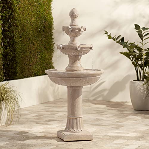 Stafford Italian Outdoor Floor Bubbler Fountain and Waterfalls 48" High 3 Tiered Basins for Yard Garden Patio Backyard Deck Home Lawn Porch House Relaxation Exterior Balcony - John Timberland