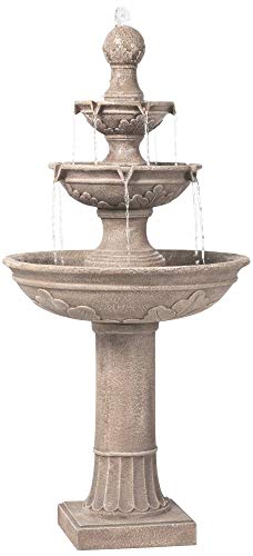 Stafford Italian Outdoor Floor Bubbler Fountain and Waterfalls 48" High 3 Tiered Basins for Yard Garden Patio Backyard Deck Home Lawn Porch House Relaxation Exterior Balcony - John Timberland