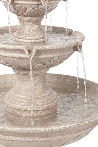 Stafford Italian Outdoor Floor Bubbler Fountain and Waterfalls 48" High 3 Tiered Basins for Yard Garden Patio Backyard Deck Home Lawn Porch House Relaxation Exterior Balcony - John Timberland