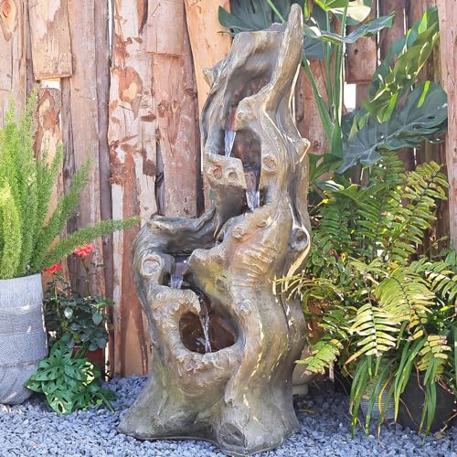 SERBILHOME Outdoor Water Fountain 39.93 Inch Large Outdoor Water Fountain Garden Cascading Waterfalls Fountain Floor Standing Water Fountains Outdoor Water Fountain with Lights for Patio Deck Yard