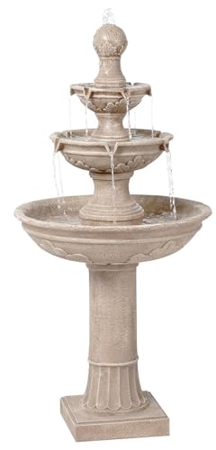 Stafford Italian Outdoor Floor Bubbler Fountain and Waterfalls 48" High 3 Tiered Basins for Yard Garden Patio Backyard Deck Home Lawn Porch House Relaxation Exterior Balcony - John Timberland