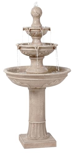 Stafford Italian Outdoor Floor Bubbler Fountain and Waterfalls 48" High 3 Tiered Basins for Yard Garden Patio Backyard Deck Home Lawn Porch House Relaxation Exterior Balcony - John Timberland