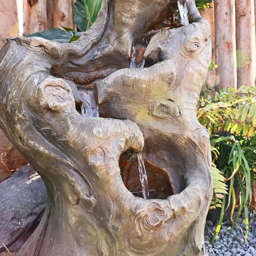 SERBILHOME Outdoor Water Fountain 39.93 Inch Large Outdoor Water Fountain Garden Cascading Waterfalls Fountain Floor Standing Water Fountains Outdoor Water Fountain with Lights for Patio Deck Yard